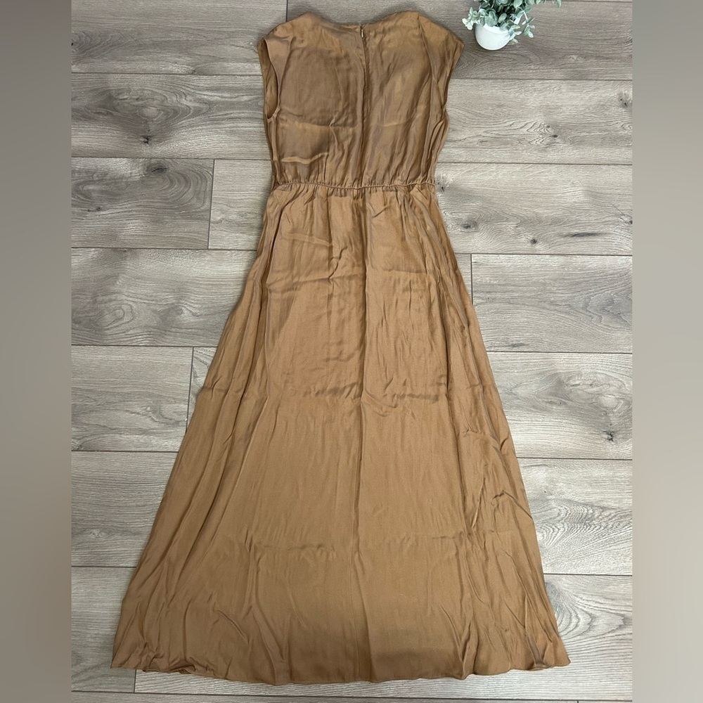 NWT Vince Bronze Twist Front Sleeveless Silk Blend Dress - Picture 6 of 8